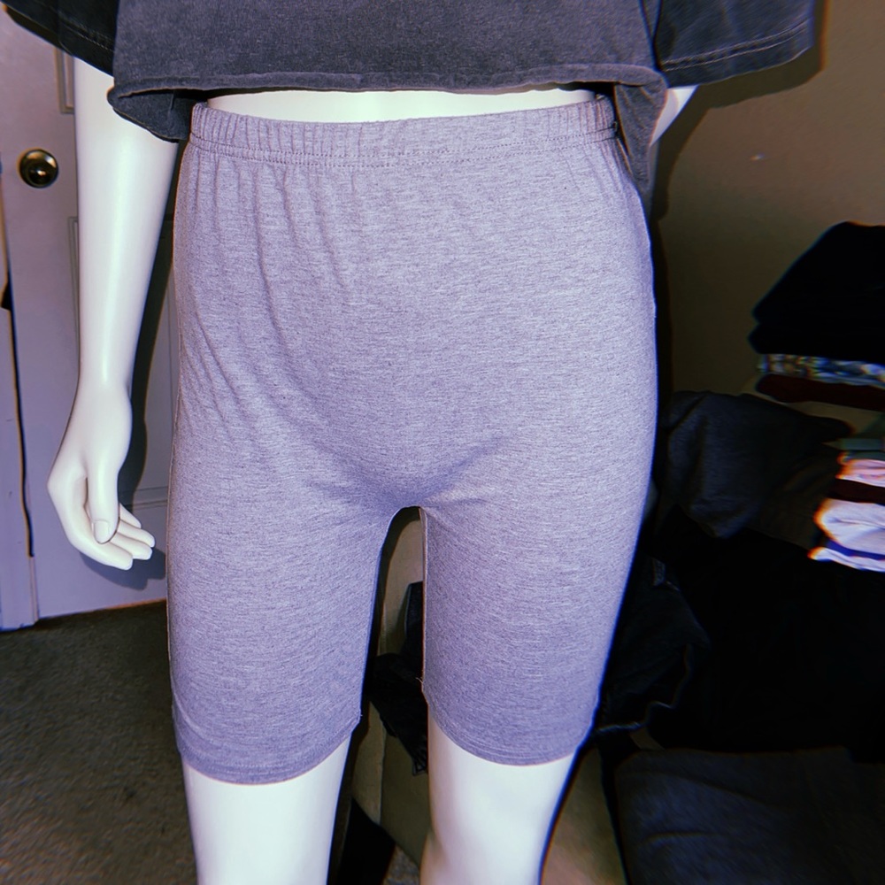 Grey High Waisted Biker Shorts